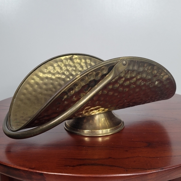 F.T.D.A. European Vintage Mini Hammered Gold Brass Decor Handle Basket Rustic - Picture 14 of 16